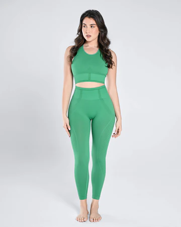 Seamless Bra & High-Waist Legging Set - Lettuce
